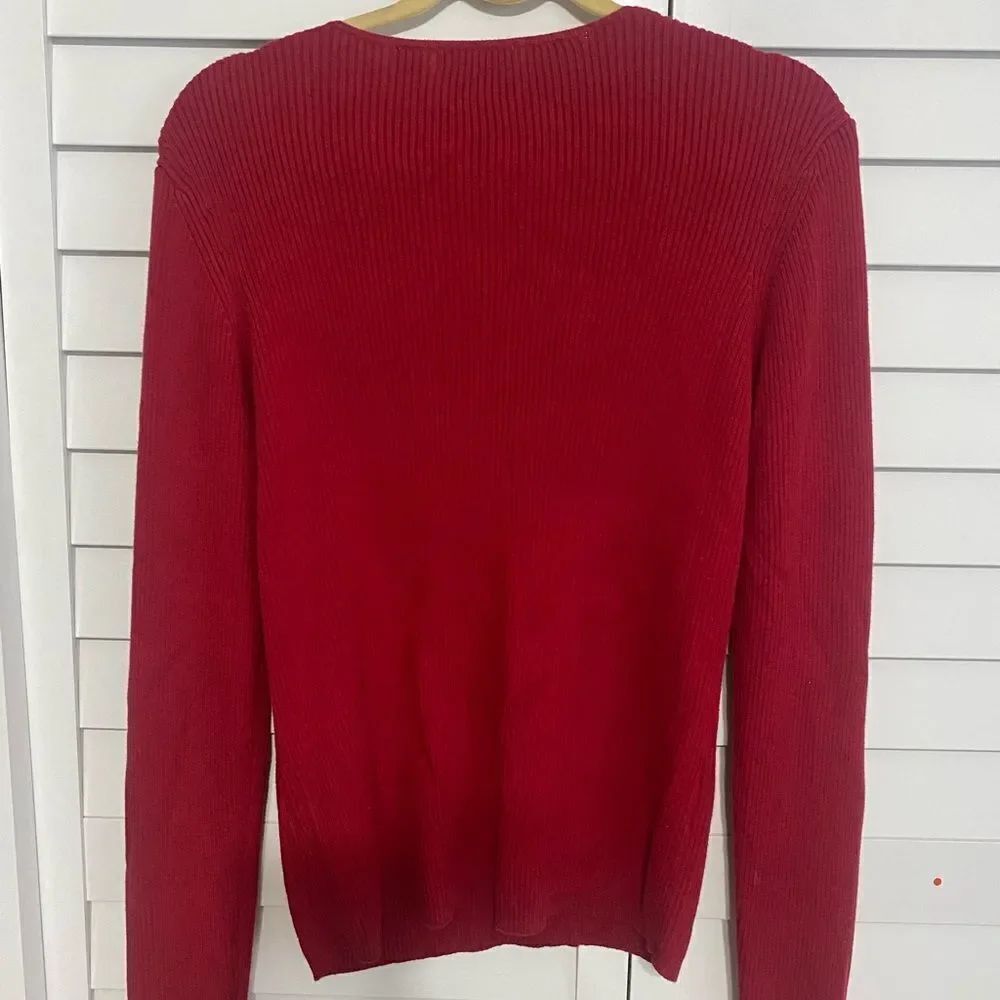 Red V-Neck Sweater - Picture 3 of 3